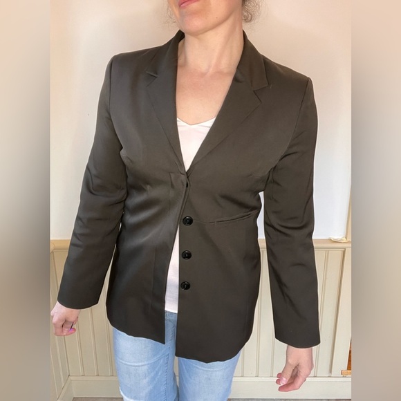 Powerline Blazer Fitted Button Jacket Made In Canada Olive Green Women’s Sz 10 - Picture 2 of 10